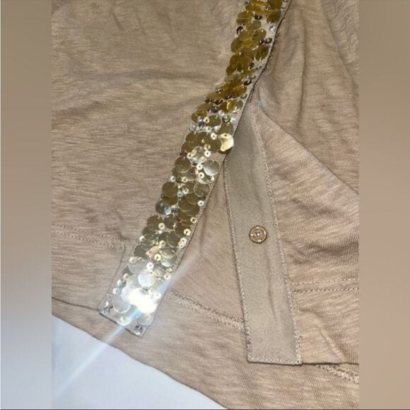 Vintage 90s McBling JCrew Tan Sequin Button Up Cardigan XS - Picture 8 of 13